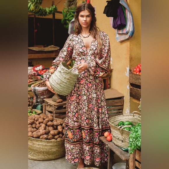 NWOT Spell + Free People XS Impala Lily Gown Maxi Dress Night Blossom MSRP $379 - Picture 6 of 17